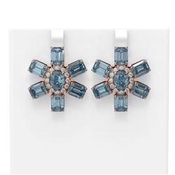 31.19 ctw Blue Topaz & Diamond Earrings 18K Rose Gold