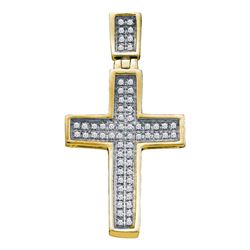 10kt Yellow Gold Round Diamond Cross Faith Pendant 1/6 Cttw
