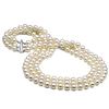Image 1 : White Akoya Triple Strand Pearl Necklace, 6.5-7.0mm