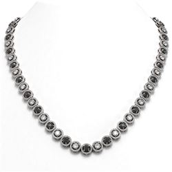 23.95 ctw Black & Diamond Micro Pave Necklace 18K White Gold