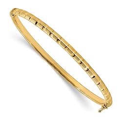 14k Gold Polished & Satin Hinged Bangle Bracelet