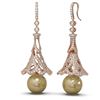 Image 2 : 4.33 ctw Diamond & Pearl Earrings 18K Rose Gold