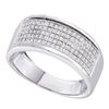 Image 1 : Sterling Silver Round Diamond Five Row Wedding Band 1/3 Cttw