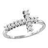 Image 1 : Sterling Silver Round Diamond Cross Cluster Ring 1/20 Cttw
