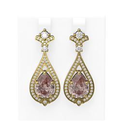 7.01 ctw Morganite & Diamond Earrings 18K Yellow Gold