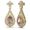 Image 2 : 7.01 ctw Morganite & Diamond Earrings 18K Yellow Gold