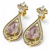 Image 3 : 7.01 ctw Morganite & Diamond Earrings 18K Yellow Gold
