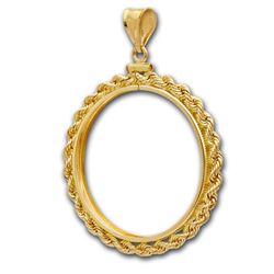 14K Gold Screw-Top Rope Polished Coin Bezel - 27 millimeter