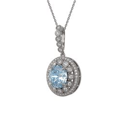 6.81 ctw Aquamarine & Diamond Victorian Necklace 14K White Gold