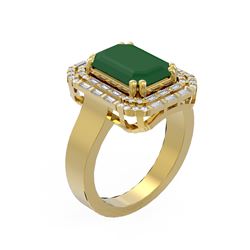 6.6 ctw Emerald & Diamond Ring 18K Yellow Gold
