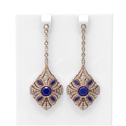 4.19 ctw Sapphire & Diamond Earrings 18K Rose Gold