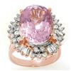 Image 1 : 15.75 ctw Kunzite & Diamond Ring 14k Rose Gold