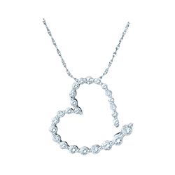 14kt White Gold Round Diamond Graduated Heart Journey Pendant 1.00 Cttw