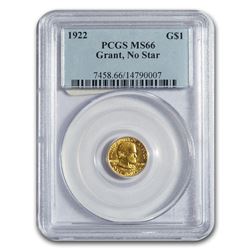 1922 Gold $1.00 Grant No Star MS-66 PCGS
