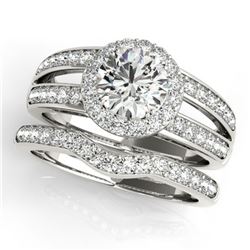 1.91 ctw Certified VS/SI Diamond 2pc Wedding Set Halo 14k White Gold
