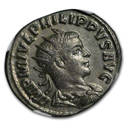 Roman Empire AR Dbl. Denarius Emp. Phillip II 247-49 AD Ch XF NGC