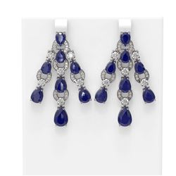 27.46 ctw Sapphire & Diamond Earrings 18K White Gold