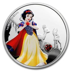 2019 Niue 1 oz Silver $2 Disney Princess Snow White w/Gemstone