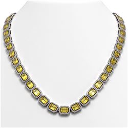 52.94 ctw Fancy Citrine & Diamond Micro Pave Halo Necklace 10k White Gold