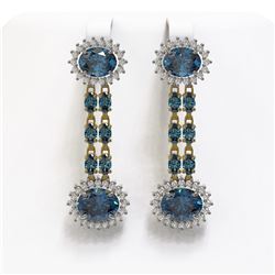 12.82 ctw London Topaz & Diamond Earrings 14K Yellow Gold