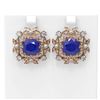 Image 1 : 12.23 ctw Sapphire & Diamond with Pearl Earrings 18K Rose Gold