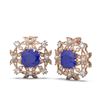 Image 2 : 12.23 ctw Sapphire & Diamond with Pearl Earrings 18K Rose Gold
