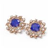 Image 3 : 12.23 ctw Sapphire & Diamond with Pearl Earrings 18K Rose Gold