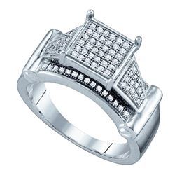 Sterling Silver Round Diamond Elevated Square Cluster Bridal Wedding Engagement Ring 1/4 Cttw