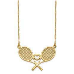 14k Yellow Gold Polished Tennis Rackets Necklace - 17 in.