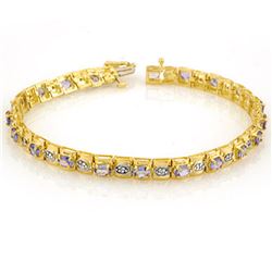 3.14 ctw Tanzanite & Diamond Bracelet 10k Yellow Gold