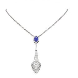 4.77 ctw Sapphire & Diamond Necklace 18K White Gold