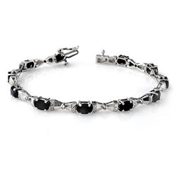 7.11 ctw Blue Sapphire & Diamond Bracelet 10k White Gold