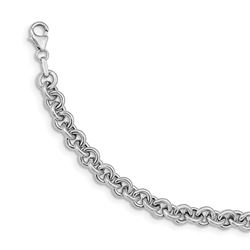 14k White Polished Fancy 6.5 mm Rolo Link Bracelet - 7.75 in.