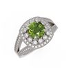 Image 1 : 2.39 ctw Certified Tourmaline & Diamond Victorian Ring 14K White Gold