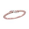 Image 1 : 10kt Rose Gold Round Diamond Crossover Stackable Band Ring 1/20 Cttw