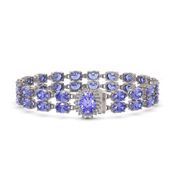 28.22 ctw Tanzanite & Diamond Bracelet 14K White Gold