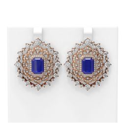 18.43 ctw Sapphire & Diamond Earrings 18K Rose Gold