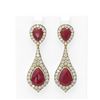 Image 1 : 13.6 ctw Ruby & Diamond Earrings 18K Yellow Gold