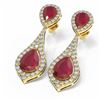 Image 3 : 13.6 ctw Ruby & Diamond Earrings 18K Yellow Gold