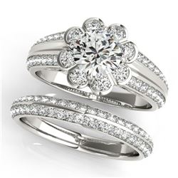 1.21 ctw Certified VS/SI Diamond 2pc Wedding Set Halo 14k White Gold
