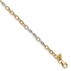 14K Two-tone Polished Fancy Link Bracelet - 7.25 in.