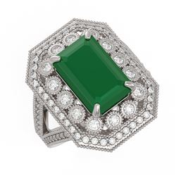 7.11 ctw Certified Emerald & Diamond Victorian Ring 14K White Gold
