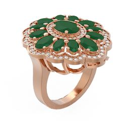 8.61 ctw Emerald & Diamond Ring 18K Rose Gold