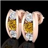 Image 1 : 2.18 ctw Intense Fancy Yellow Diamond Art Deco Earrings 18k Rose Gold