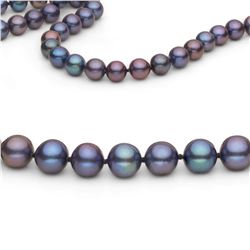 Black Freshwater Endless Pearl Necklace, 26 Inch Endless Pearl Necklace, 7.5-8.0mm