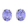Image 1 : 7 ctw Tanzanite Designer Stud Earrings 18k White Gold