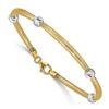 Image 1 : 14K Two-tone D/C Beads Stretch Mesh Bracelet - 7.5 in.