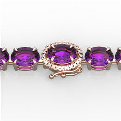 29 ctw Amethyst & VS/SI Diamond Micro Pave Bracelet 14k Rose Gold