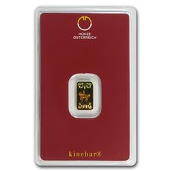 1 gram Gold Bar - Austrian Mint Kinebar Design (In Assay)