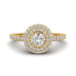 0.70 ctw Micro Pave VS/SI Diamond Designer Ring Halo 18k Yellow Gold